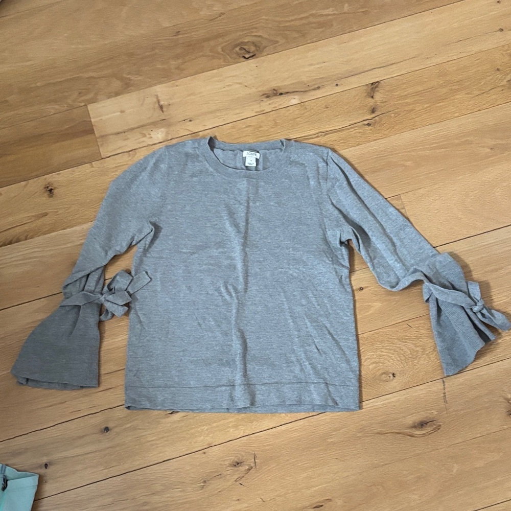 J. Crew Gray Sweater with Bow Sleeves